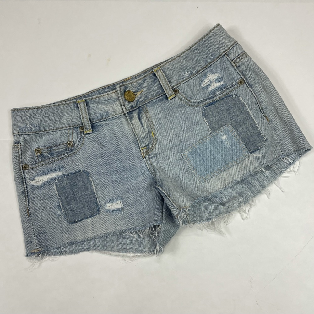 American Eagle AE Distressed Cutoff Patch Shorts 4